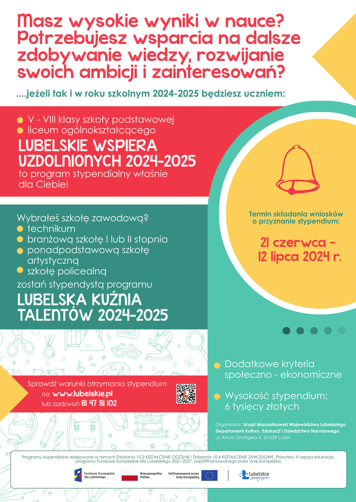 plakat-informujacy-o-naborze-wnioskow do stypediów w roku szkolnym 2024/2025